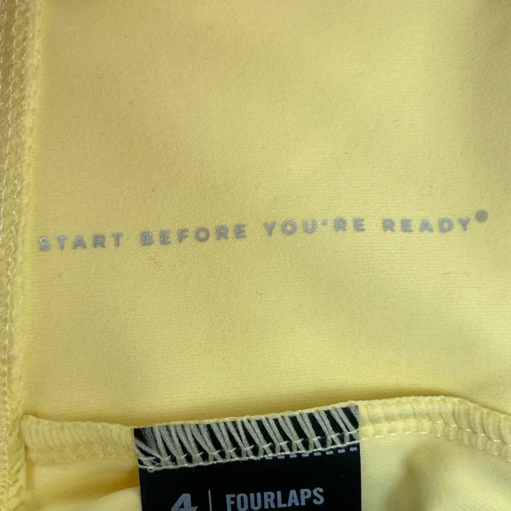 Fourlaps Solo Sports Bra Womens Small‎ Yellow Nylon Stretch One Shoulder Yoga